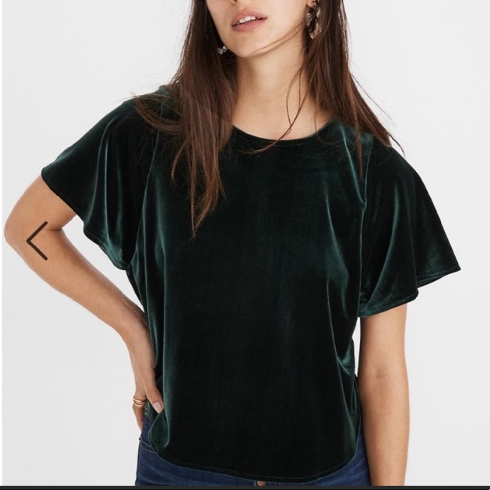Madewell Green Velvet Top